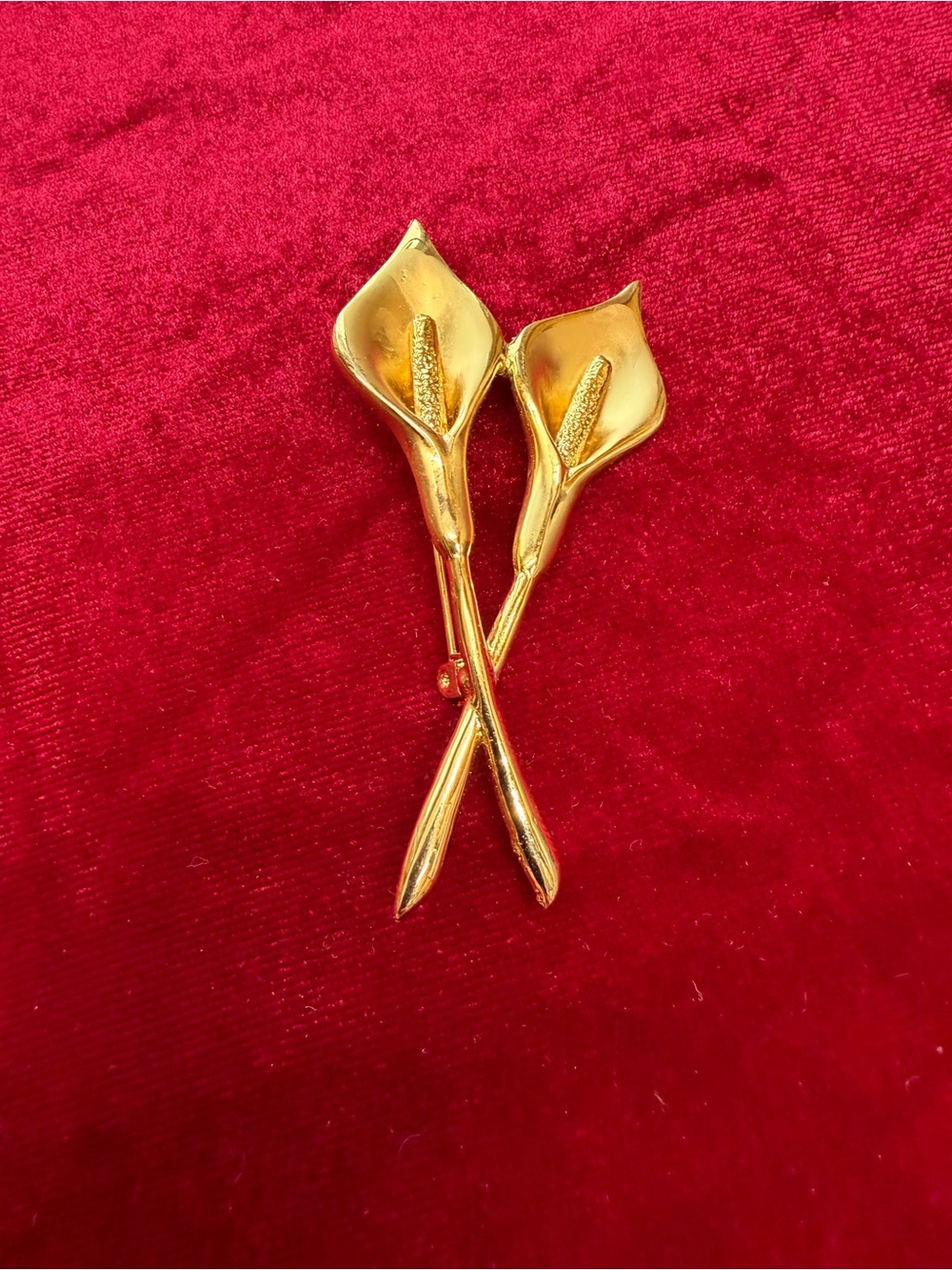 Vintage Calla Lily Flower Gold tone Brooch